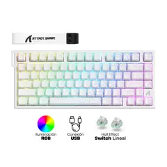 ART ATTACK - Teclado Attack Shark R82 He Wired 8Khz White Contour Line