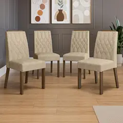 MADESA - Kit 4 Sillas de Comedor 4256 con Borde Superior