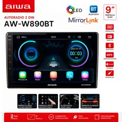 AIWA - Autoradio 2 DIN QLED 9" Mirrorlink AW-W890BT FM/MP5/BT/USB Auto Radio