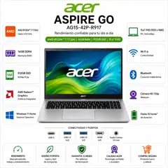 ACER - LAPTOP ASPIRE GO AG15-42P-R917 AMD Ryzen™ 7 7730U 16GB RAM 512GB SSD 15.6" FHD Windows 11