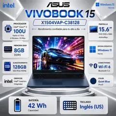 ASUS - Laptop Vivobook 15 Intel Core 3 100U 8GB DDR5 128GB SSD 15.6" FHD Win11 X1504VAP-C38128