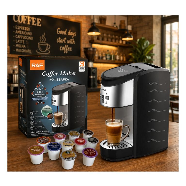 CAFETERA DE CAPSULAS ELÉCTRICA AUTOMÁTICA 3 EN 1