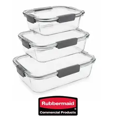Rubbermaid - Set de 3 Tapers herméticos de Vidrio 2118304 made In USA