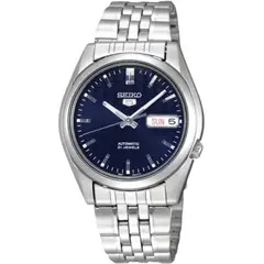 Seiko - Reloj 5 Automático Hombre Dial Azul Medianoche 37mm Brazalete Acero SNK357