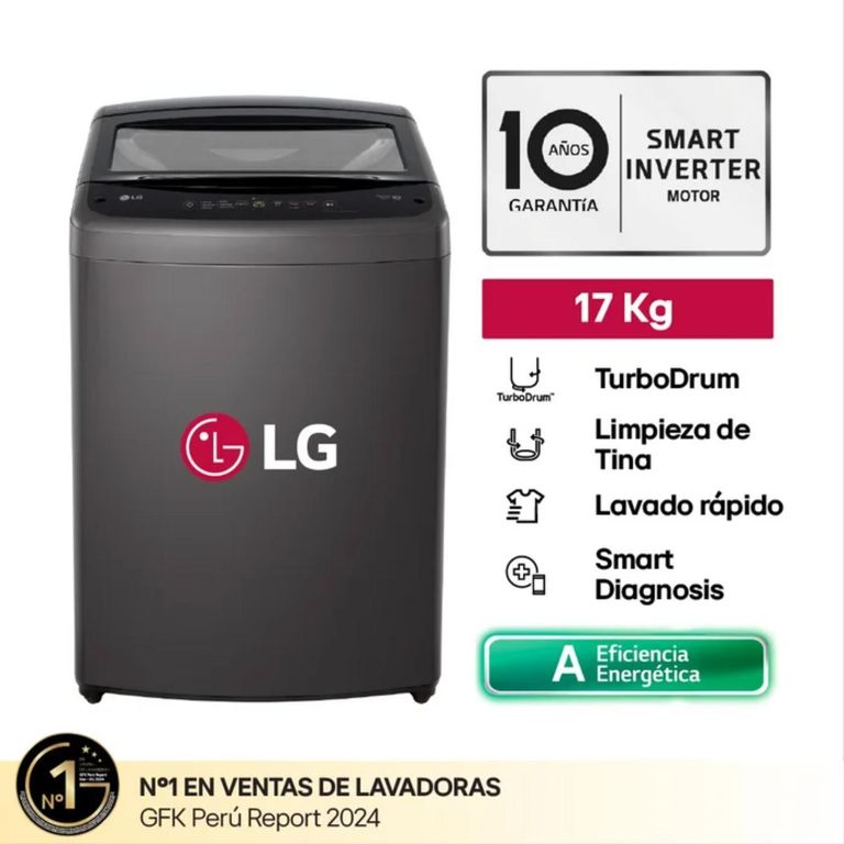 Lavadora 17KG Turbodrum WT17BVTB Negro Plateado
