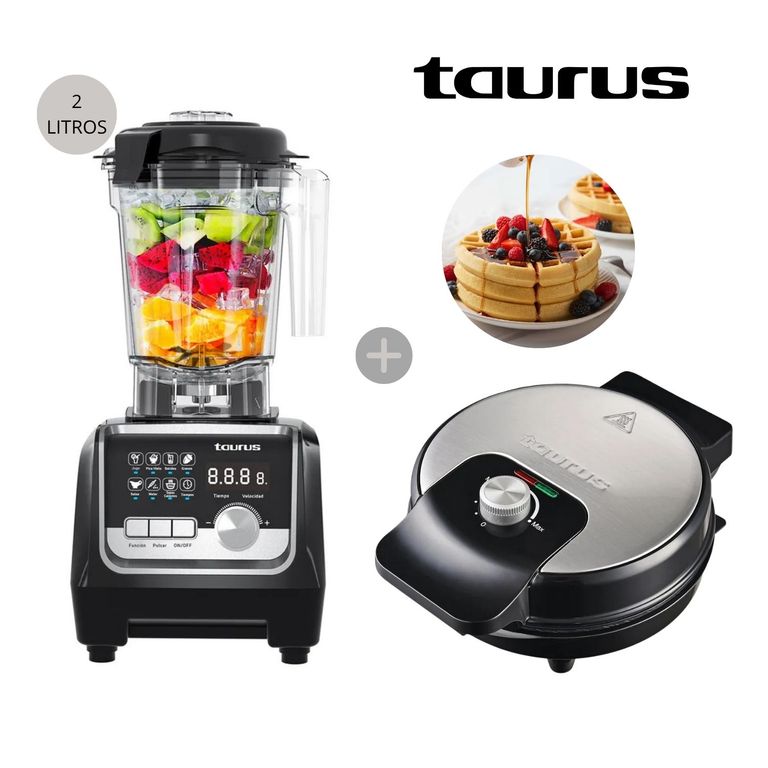 Licuadora Professional de 1600w Pica Hielo + Waflera Redonda Sweet Cooking