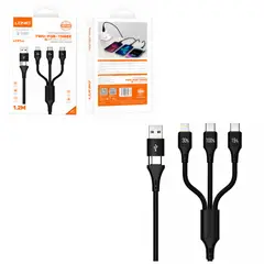 GENERICO - Cable LDNIO LC97UC 100W 3 en 1 Carga Rápida USB-C, Lightning y USB-A 1.2M
