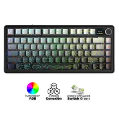 AULA - Teclado Mecanico F75 Max RGB Contorno Negro