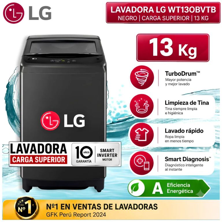 Lavadora Carga Superior 13Kg WT13OBVTB Onyx Negro