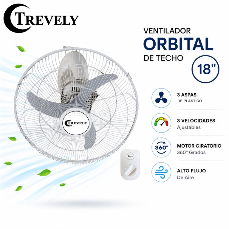 Ventilador De Techo Vt-1803 18" 80 Watts 3 Aspas con control