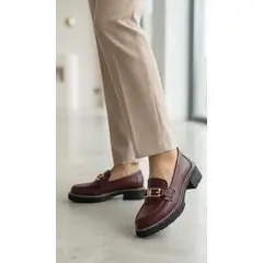 GENERICO - Mocasín Loafers de Cuero Legítimo con Plataforma para Mujer