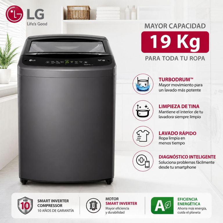 Lavadora WT19BVTB 19 Kg TurboDrum Negro Claro Smart Inverter