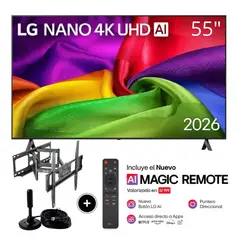 LG - Televisor 55 NANO 4K UHD AI Smart TV 55NU800BPSB + Rack Giratorio
