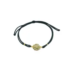 GENERICO - Pulsera de Correa de Cuerina con Cuarzo Pirita en Bruto