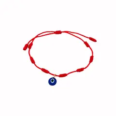 GENERICO - Pulsera de Hilo Rojo con Dije de Ojo Turco Azul - 7 Nudos