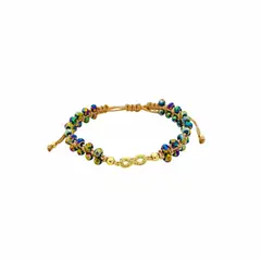 GENERICO - Pulsera Regulable de Hilo Beige con Dije de Infinito - Ambar
