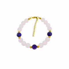 GENERICO - Pulsera de Cuarzo Rosa y Amatista con Accesorios de Acero - Amira