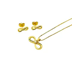 GENERICO - Juego de Collar y Aretes de Acero Infinito con Cristales