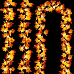 GENERICO - Guirnalda Otono TURNMEON 3x305cm 60LED Hojas Arce Timer
