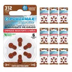 POWERMAX - Pilas 312 Para Audífonos De Sordera - Caja 60 Unidades