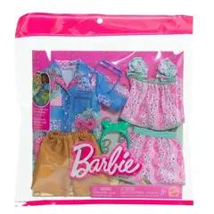 MATTEL - Ropa Barbie y Ken 2-Pack Floral Tropical | Set 2 Outfits Completos con Accesorios