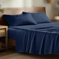 ISATEX HOME - Juego de sábanas de bambú Azul 300 Hilos