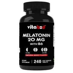 GENERICO - MELATONINA 20 MG CON VITAMINA B6 5 MG 240 TABS + 24 parche de relajacion