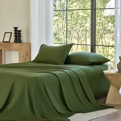 ISATEX HOME - Juego de Sábanas de Bambú Verde Silvestre 300 Hilos