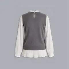 PEACE AND LOVE - Chompa de Hilo Modelo Coreano Gris Importado