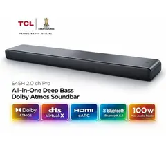TCL - SOUNDBAR BLUETOOTH 100W CON DOLBY ATMOS 2.0 S45H - NEGRO