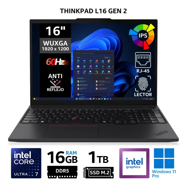 Laptop ThinkPad L16 Gen 2, 16" WUXGA IPS, Core Ultra 7 255U, RAM 16GB, SSD 1TB, Win 11 Pro