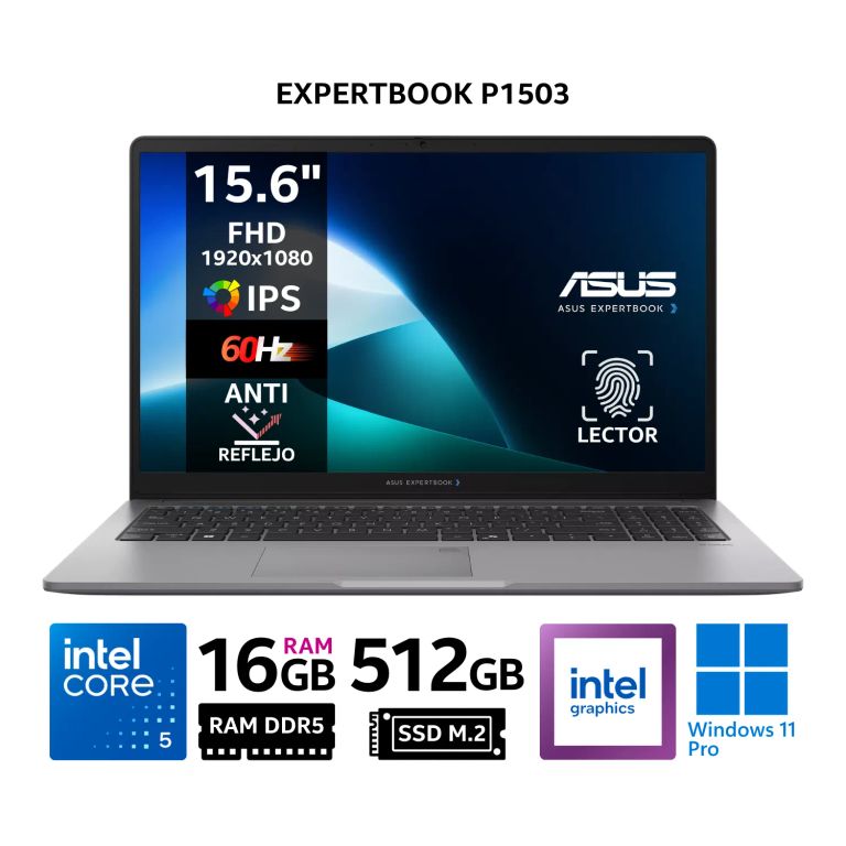 Laptop ExpertBook P1503CVA, 15.6" FHD IPS, Core 5 210H, RAM 16GB, SSD 512GB, Win 11 Pro