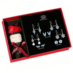 PUREPOWER - 7 Pares Juego de aretes y aros en 925 plata pura con circonita cúbica para mujeres,hipoalergénicos