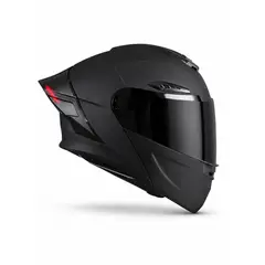 GENERICO - CASCO ABATIBLE LOGAN NEGRO MATE LED VISOR OSCURO DOBLE CERTIFICADO DOT Y ECER22-06