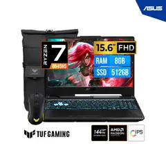 ASUS - LAPTOP TUF GAMING A15 15.6" FHD IPS Ryzen 7 8845HS 8G B 512 GB RTX 3050 4GB Mochila + Mouse