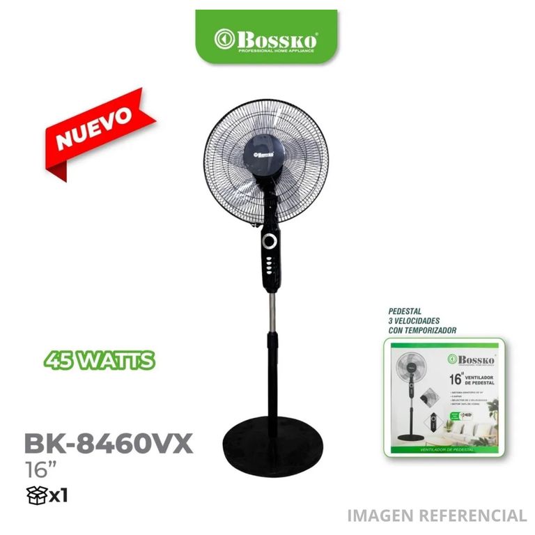 Ventilador de Pedestal 16 Pulgadas BK-8460VX Negro 3 Velocidades