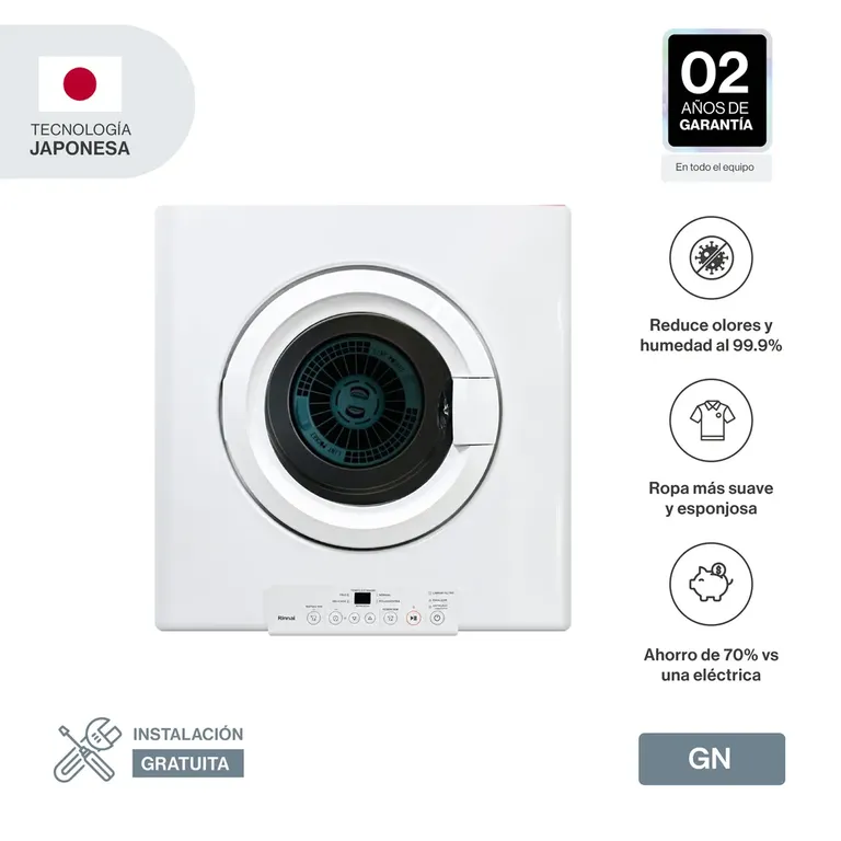 Secadora De Ropa Rinnai a Gas GN 10 Kg