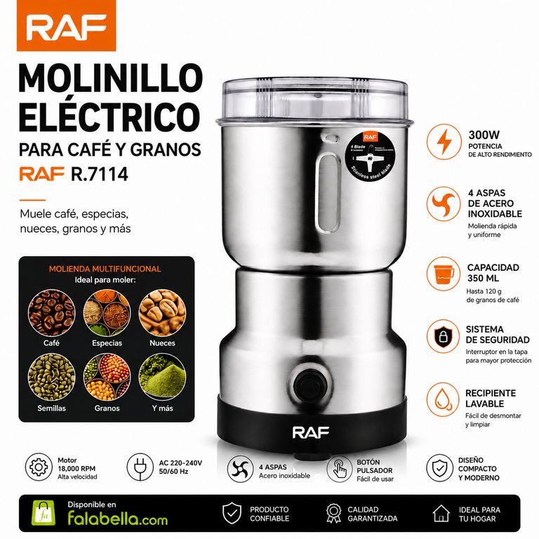 Molinillo eléctrico de 300 watts 350ml molinos café granos RAF