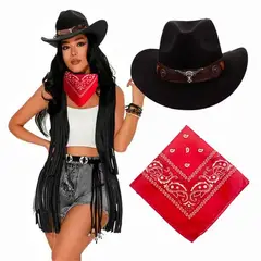 GENERICO - Set Sombrero Vaquero y Pañoleta para Fiesta