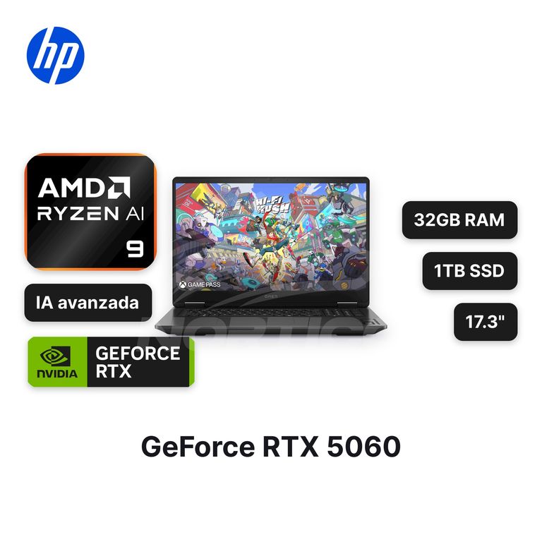 Laptop OMEN 17-DB1002LA Ryzen AI 9-365 32GB 1TB SSD RTX 5060 17.3" (CW4G9LA#ABM)