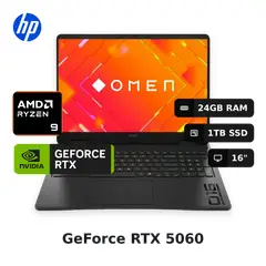 HP - Laptop OMEN 16-AP0008LA Ryzen 9-8940HX 24GB 1TB SSD RTX 5060 16" (C2DA1LA#ABM)