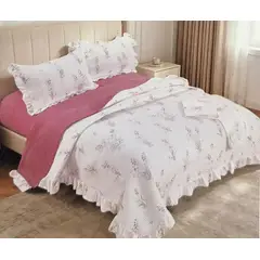 MINGDA - Set Coberto r 1.5pz con Blonda + Set de sabanas + Fundas MINGJIA , colores pasteles 100% Calidad