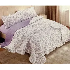 MINGDA - Set Coberto r 1.5pz con Blonda + Set de sabanas + Fundas MINGJIA , colores pasteles 100% Calidad