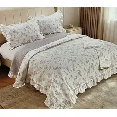 MINGDA - Set Coberto r 1.5pz con Blonda + Set de sabanas + Fundas MINGJIA , colores pasteles 100% Calidad