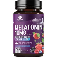 GENERICO - Melatonina de 5 mg,Sabor a fresa, 240 tableta, nature peak