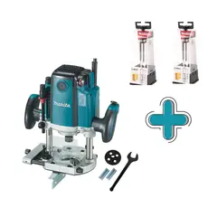 MAKITA - Ruteadora de inmersión 1/2" de 2100watts RP2301FC02 + 2 unidades D-49301