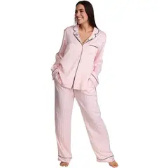 Victoria'S Secret - CONJUNTO DE PIJAMA SATÍN ROSADO VICTORIAS SECRET LARGO TALLA S
