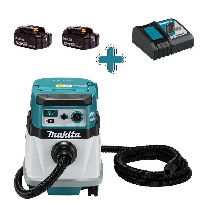 Aspiradora de polvo inalámbrico profesional DVC154L + 2 baterías 3.0 AH + Cargador