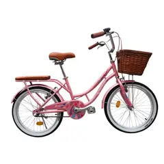 GENERICO - Bicicleta Vintage Aro 20 con Canasta Amplia y Parrilla Color Rosado