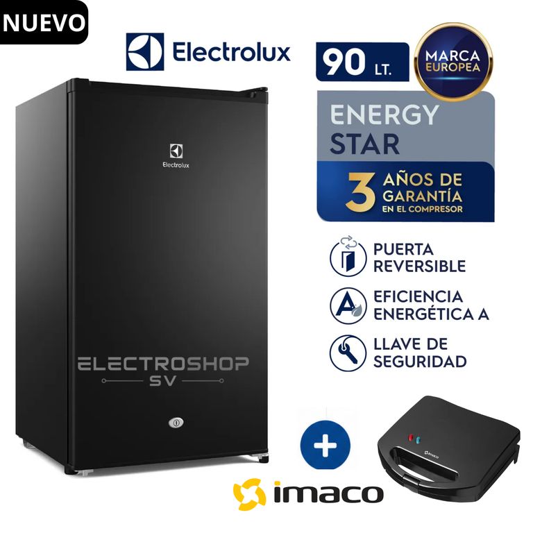 Frigobar 90L Premium Black ERD090G2HWB + Sandwichera Imaco